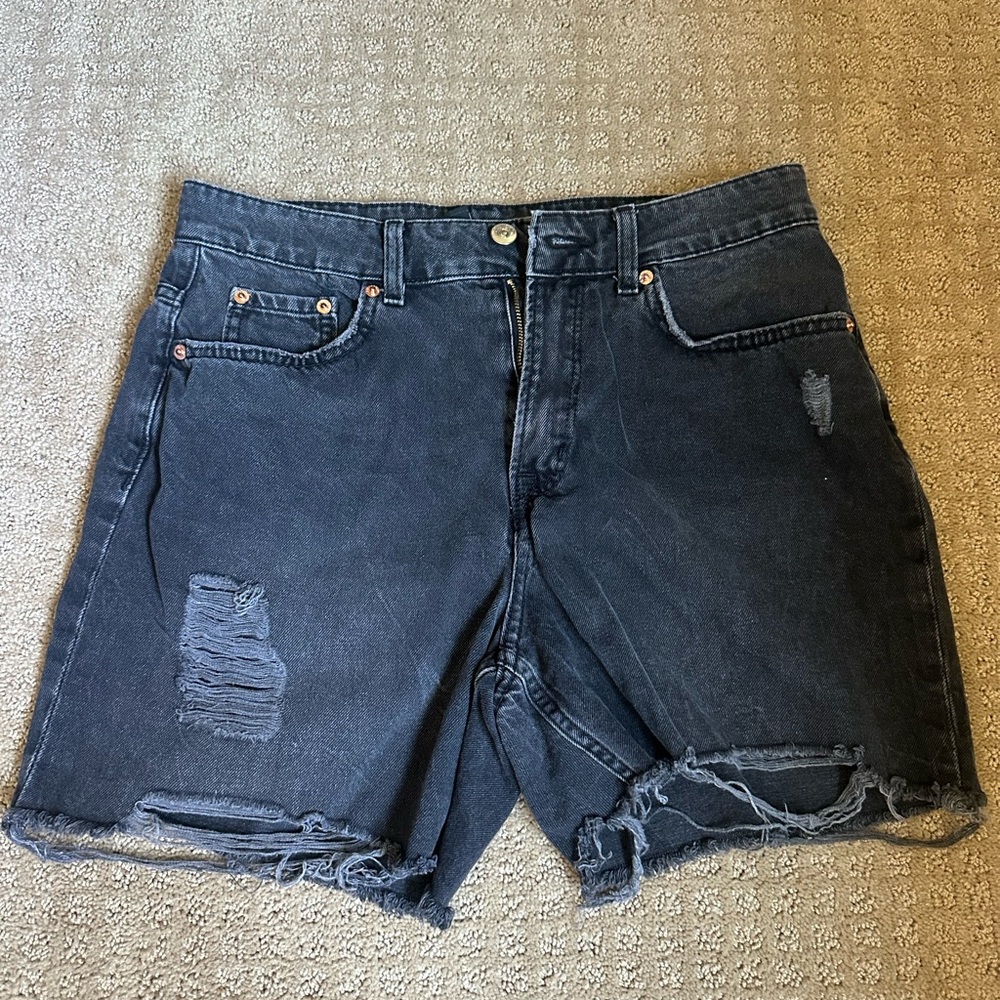 Divided Black Distressed Jean Shorts